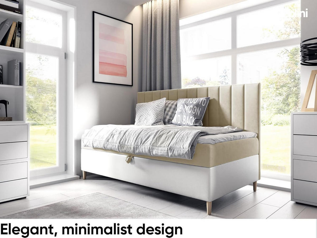 KINDERBETT MAYA 2 - Beige/Weiß, Holzwerkstoff (92/202cm) - Meblini