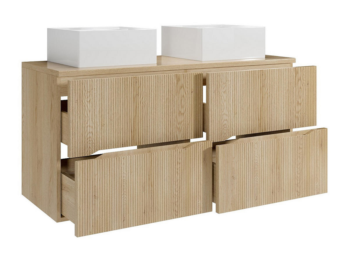 DOPPELWASCHTISCH - 120 cm x 46 cm - Holz, Platte - Naturfarben Hell - ORISO - Naturfarben, Holz (120/57/46cm) - Vente-Unique
