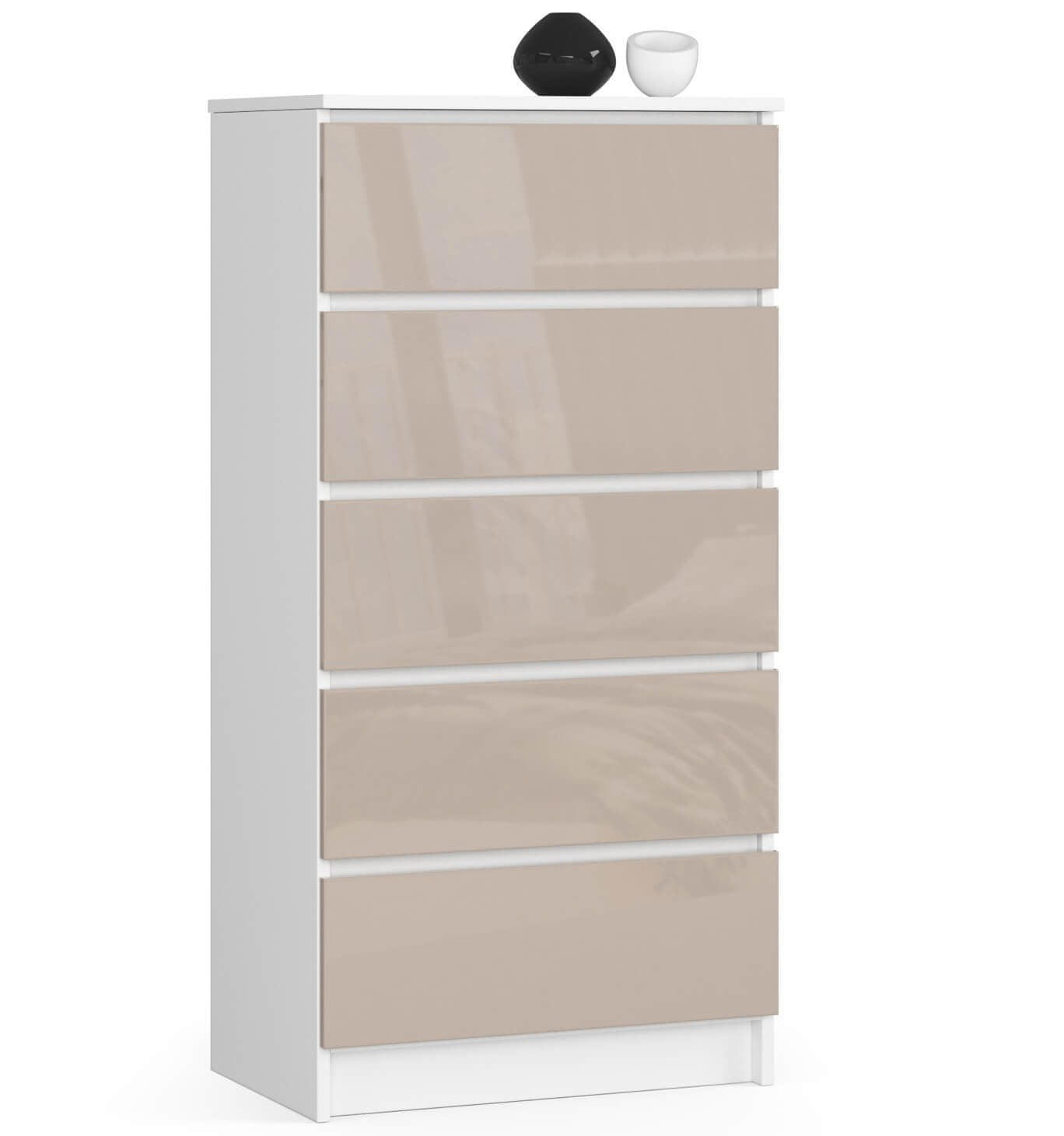 RAUMHIRSCH FURNITURE KOMODA bílá, cappuccino lesklá 121/60/40