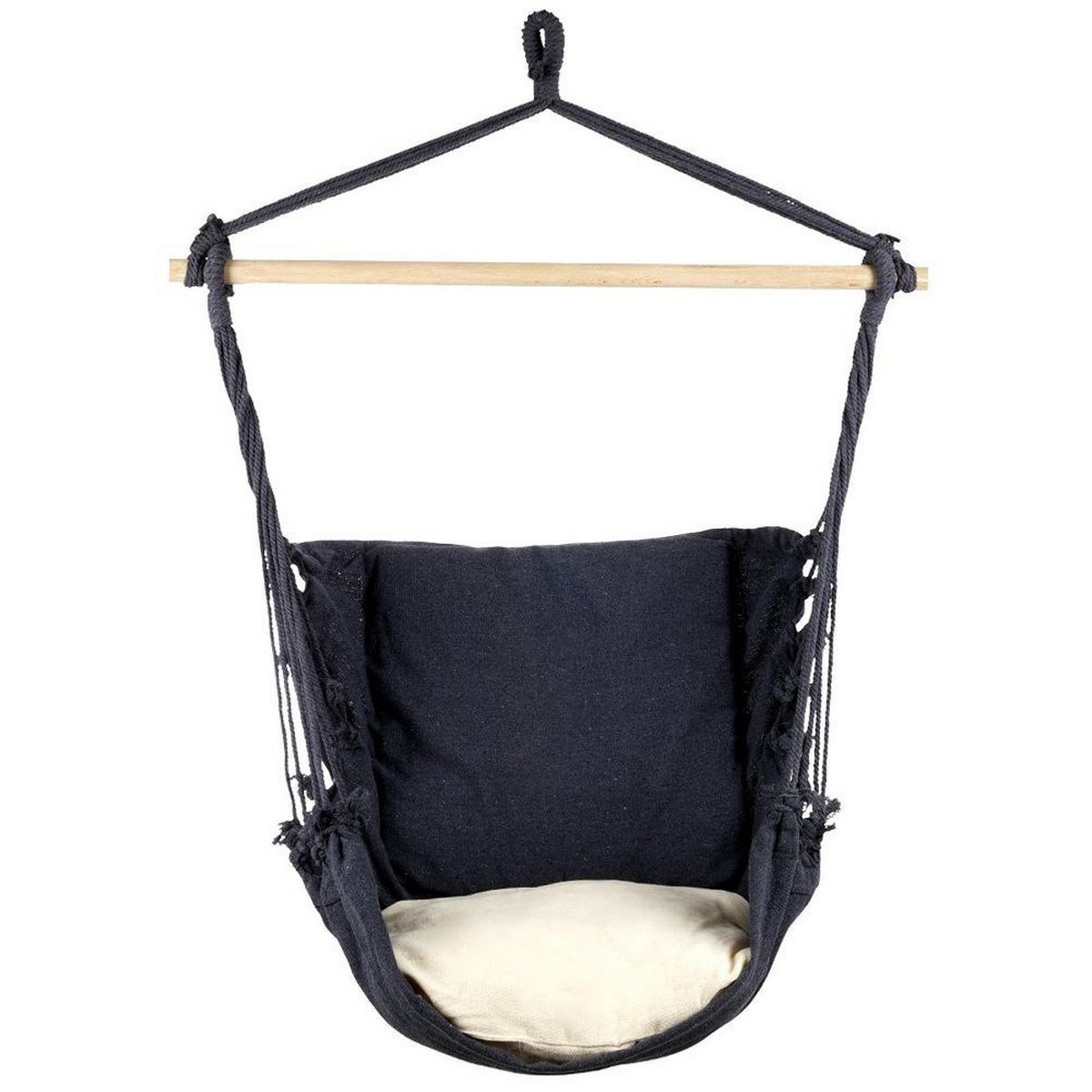 HÄNGESESSEL inkl. Kissen 90 cm Holzstab Dunkelgrau - Dunkelgrau, Textil (90/130/100cm) - ProGarden