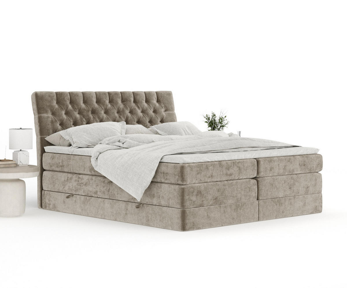 BOXSPRINGBETT Seraphine Beige 140/200 cm - Beige/Schwarz, Holz/Holzwerkstoff (140/200cm) - Maison de Reve