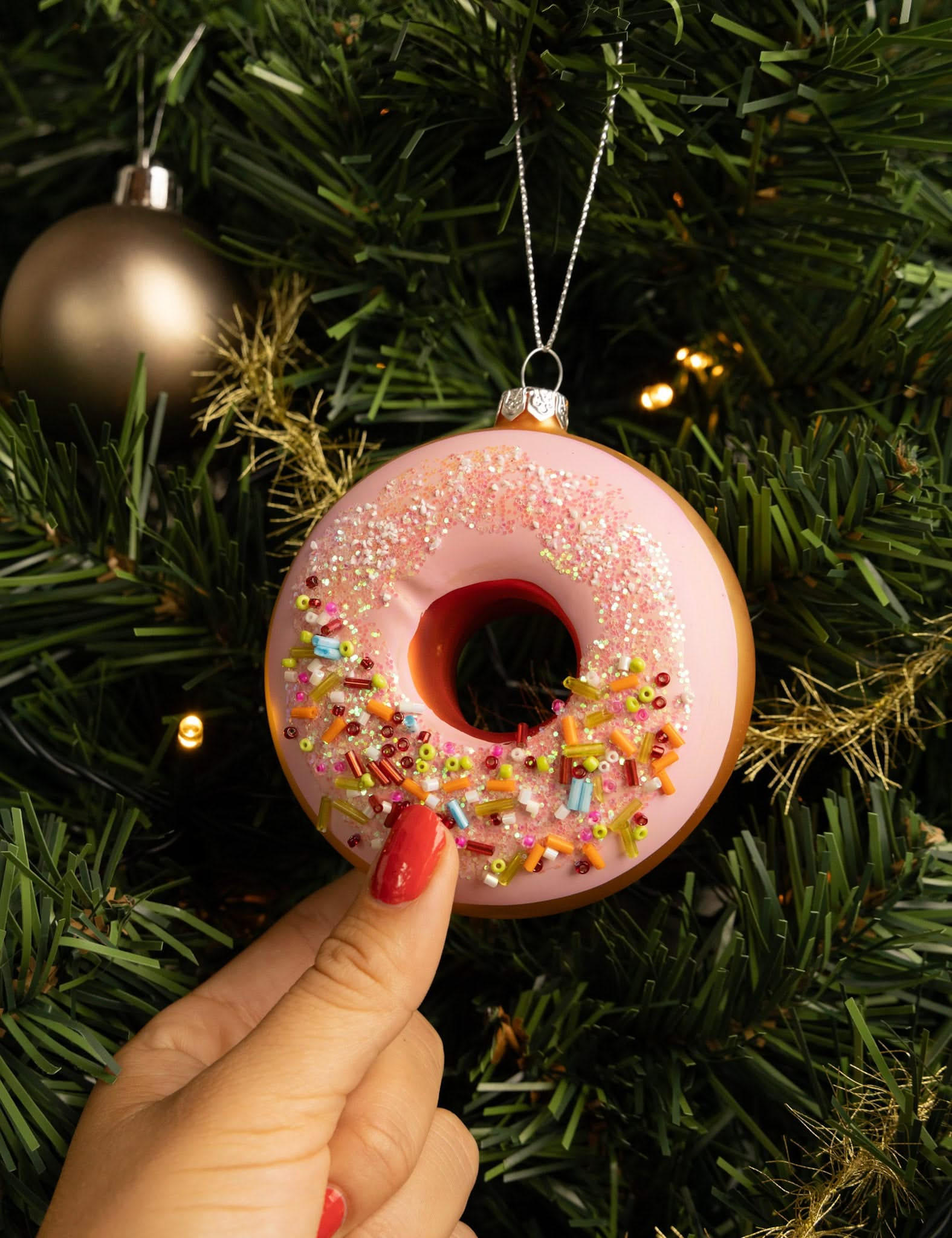 WEIHNACHTSKUGEL Donut Rosa 10 cm - Pink, Glas (4/10/1cm)