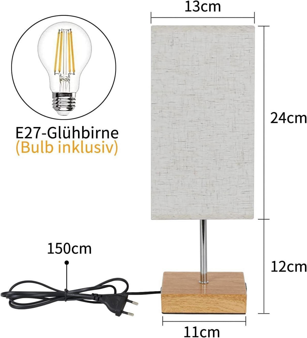 TISCHLAMPE Thorne 13/13/37 cm - Braun, Metall (13/13/37cm) - ZMH