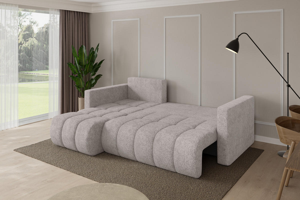 ROHOVÁ SEDAČKA s funkcí spaní, otoman vlevo GARD-L 226x146x85 světle šedá velur - černá/světle šedá, kompozitní dřevo/textil (226/146cm) - ALTDECOR