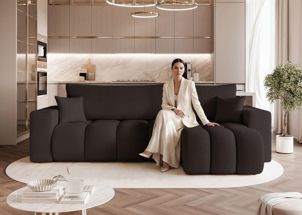 ECKSOFA Anabel Mit Schlaffunktion - Schwarz, Holzwerkstoff/Textil (145/248cm) - Fun Möbel