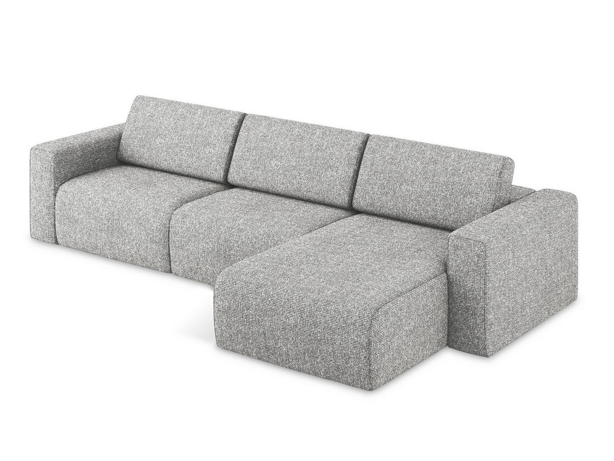 ECKSOFA rechts Strukturstoff Stoff Grau - Beige/Silberfarben, Kunststoff/Textil (314/167cm) - Makamii