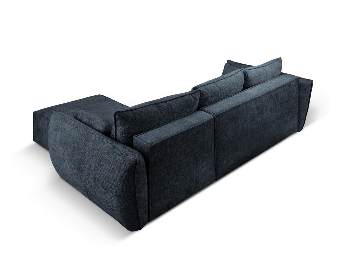 AUSKLAPPBARES-ECKSOFA rechts mit Container Kaelle aus Chenille-Stoff königsblau 4 Sitzplätze - Blau, Textil (165/252cm) - Micadoni
