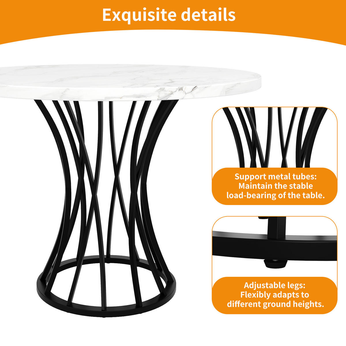 ESSTISCHSET 5-Teilig Rund 80 Cm, 4 Graue Samtstühle, Weiß Marmor, Schwarz - Schwarz, Metall (100/76/100cm) - FLIEKS