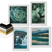 WANDBILDER 4er-Set - 50x50 cm & 40x60 cm Weißer Rahmen - Nahaufnahmen von Blättern sukkulenter Pflanzen - Weiß, Kunststoff (50/50cm) - ArtPrintCave