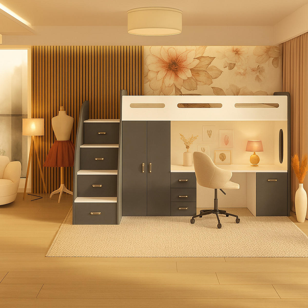KINDERBETT Zuzia plus grau - Grau, Holzwerkstoff - roe furniture