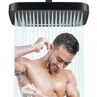 DUSCHKOPF Regendusche 12 Zoll Schwarz 2 Duschmodi - Schwarz, Kunststoff (22/12.7/32cm)