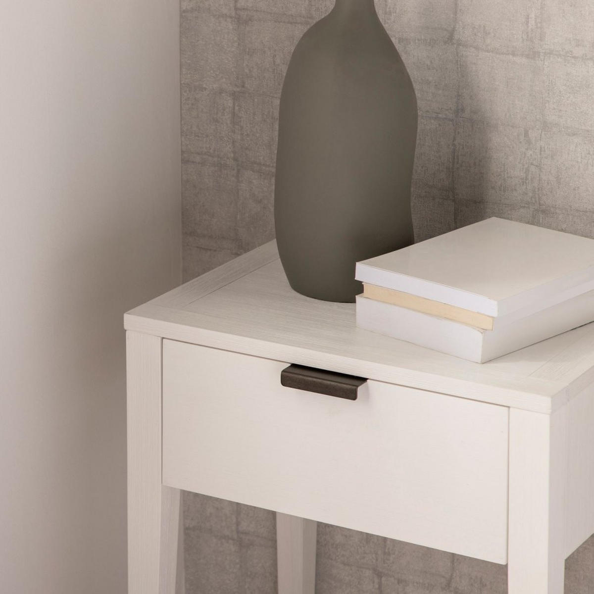 NACHTTISCH MIT 1 SCHUBLADE Aima Weiß 45 cm x 60 cm - Weiß, Holzwerkstoff (45/60/35cm)