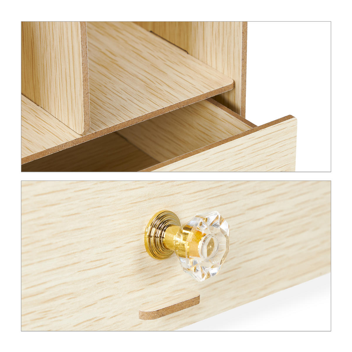 SCHREIBTISCH-ORGANIZER - Hellbraun, Holzwerkstoff (24/33/29.5cm) - Relaxdays