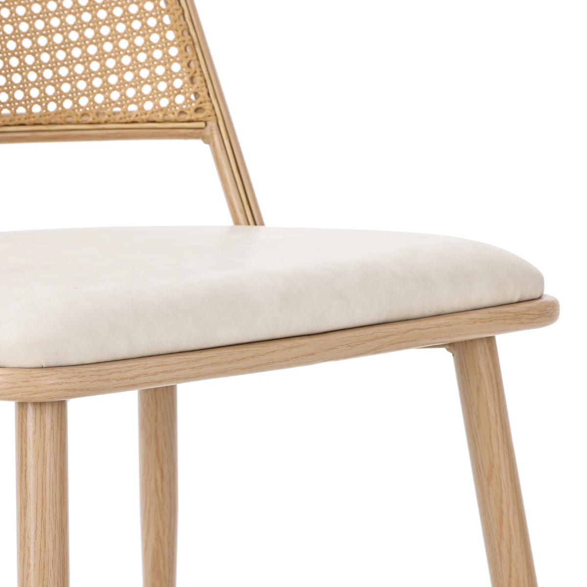 ESSZIMMERSTUHL 2er-Set PU-Sitz, Rattan-Rückenlehne, Beige - Sonoma Eiche, Naturmaterialien/Textil (50/80/56cm) - Urban Meuble