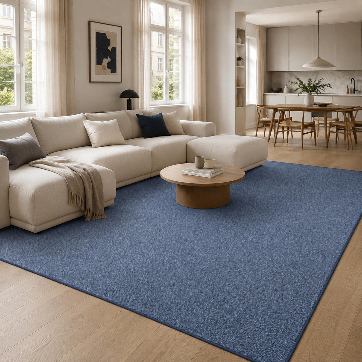 FEINSCHLINGEN VELOUR TEPPICH STRONG - Dunkelblau, Textil (100/300cm) - Snapstyle