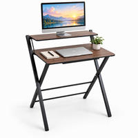 SKRIVBORD Svart fällbart med monitorhylla 70x56 cm - Svart, Träbaserade material/Metall (56/70/82cm) - Relaxdays