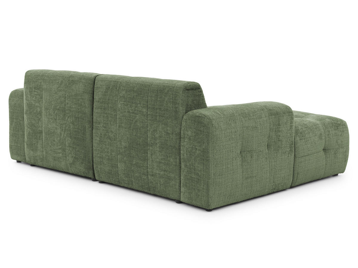 ECKSOFA Kozy im Bumpy-Design mit fester Rückenlehne aus weichem Grün Chenille-Stoff - Ottomane links - Schwarz/Grün, Holz/Kunststoff (161/234cm) - S-Style Möbel