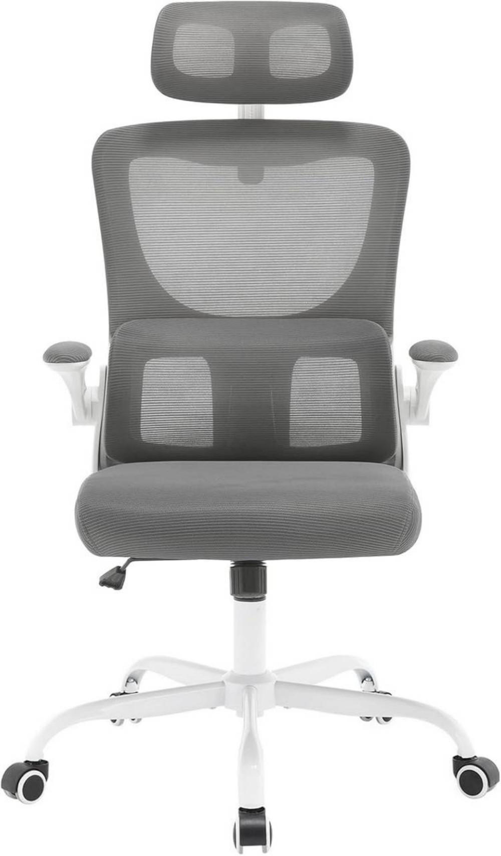 BÜROSTUHL ergonomisch, Netzstoff, Grau - Schwarz/Grau, Kunststoff/Textil (62/116/69.5cm) - Woltu