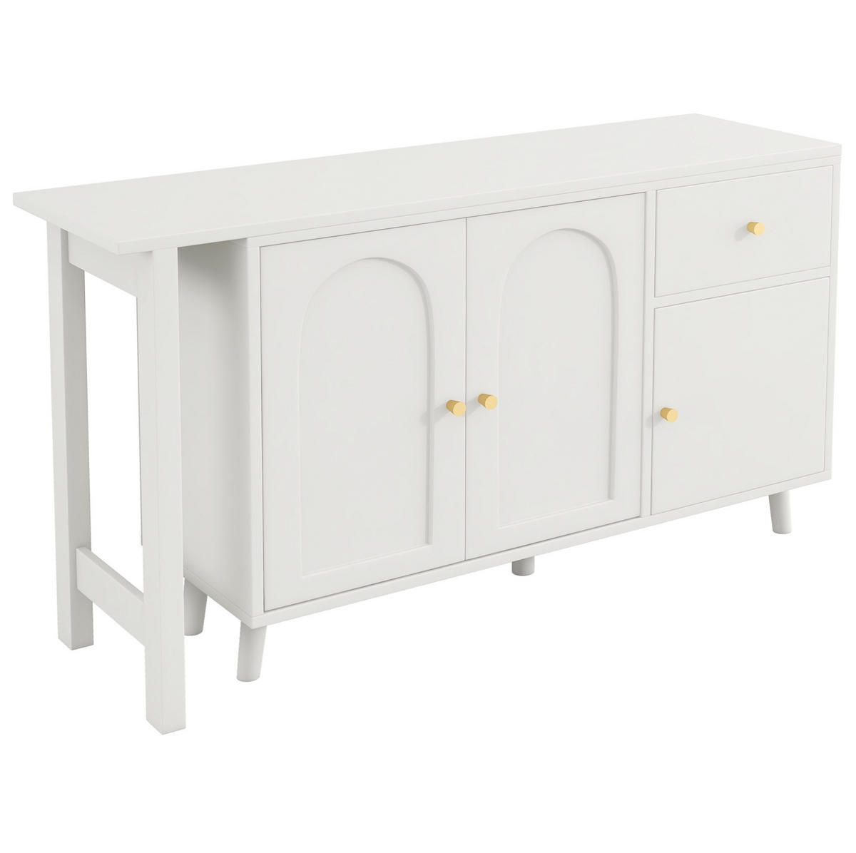 SCHREIBTISCH 120/40/74,5 cm drehbar mit Sideboard und Schublade in Weiß - Weiß, Holzwerkstoff (120/40/74.5cm) - BEAOK