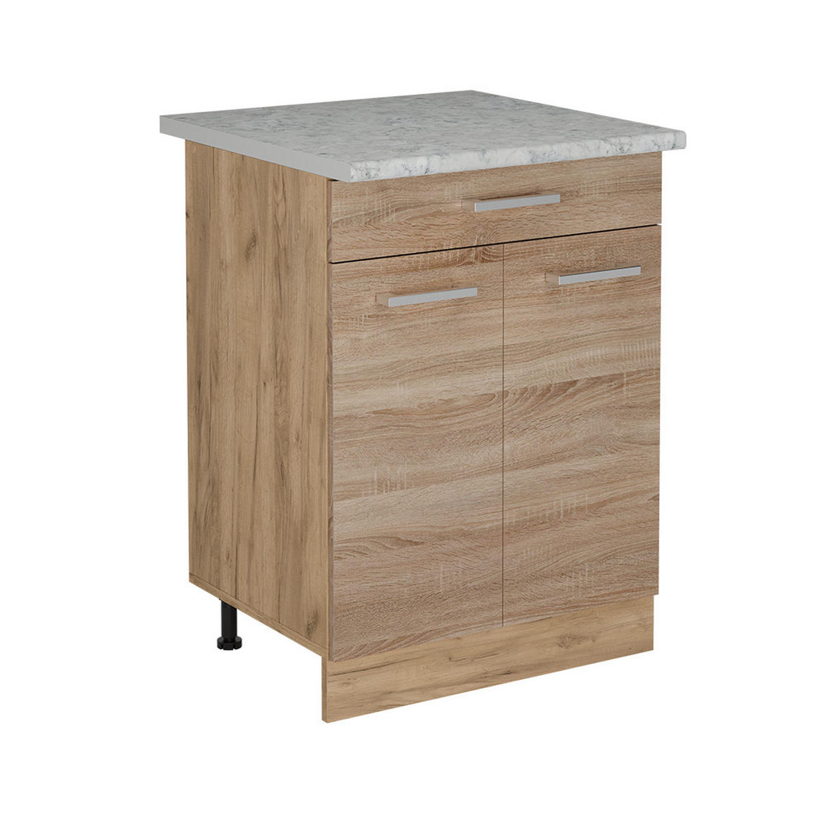 KÜCHENUNTERSCHRANK R-Line Sonoma 60 cm AP Marmor - Honigeiche/Eiche Wotan, Holzwerkstoff (60/81.6/60cm) - Vicco