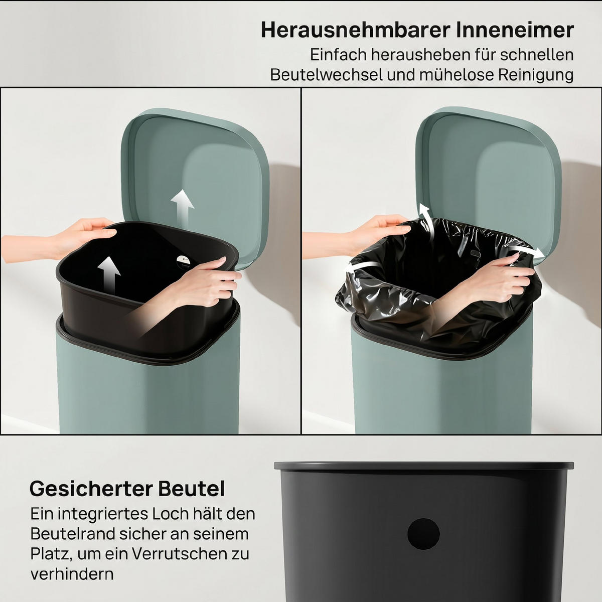 ABFALLEIMER Grun 1 Stück - Grün, Metall (29/59.5/36cm) - GiPP