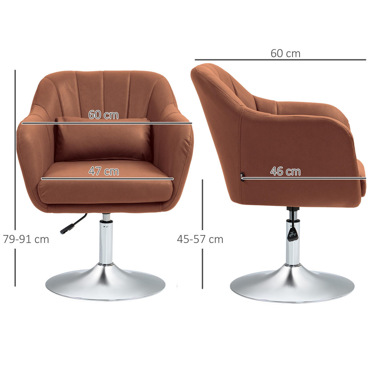 BARHOCKER DE-13263 höhenverstellbar Braun - Braun, Metall (60/91/60cm) - ComfortXL
