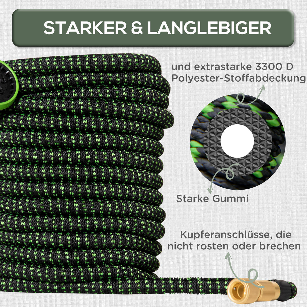 GARTENSCHLAUCH flexibel, 30 m mit 10 Funktionen, Sprühdüse Wasserschlauch, Anschluss - Multicolor, Kunststoff (2cm) - Outsunny