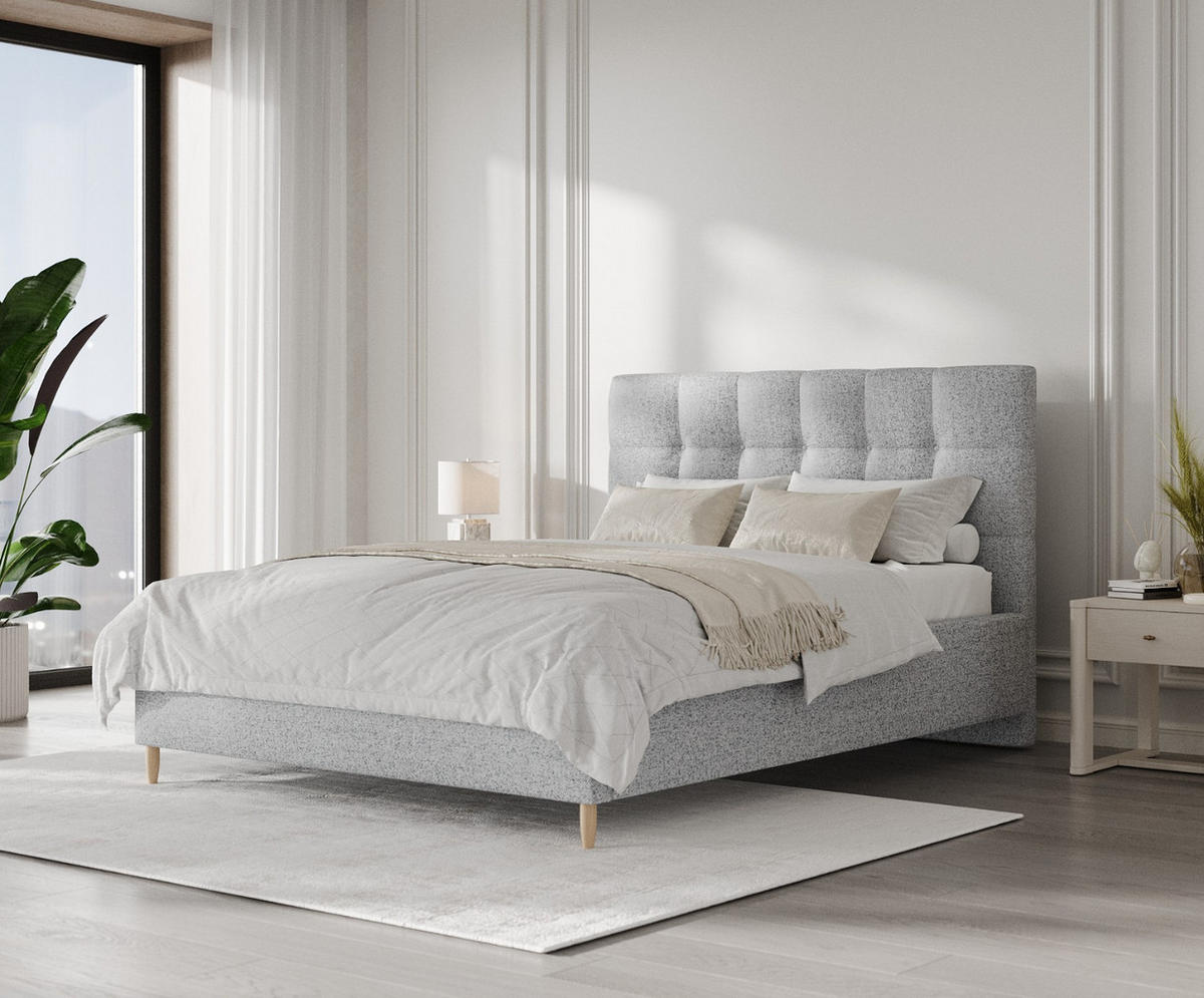 POLSTERBETT Cora 160/200 cm Grau im Riva Stoff - Naturfarben/Grau, Holz/Holzwerkstoff (160/200cm) - AltaBeds