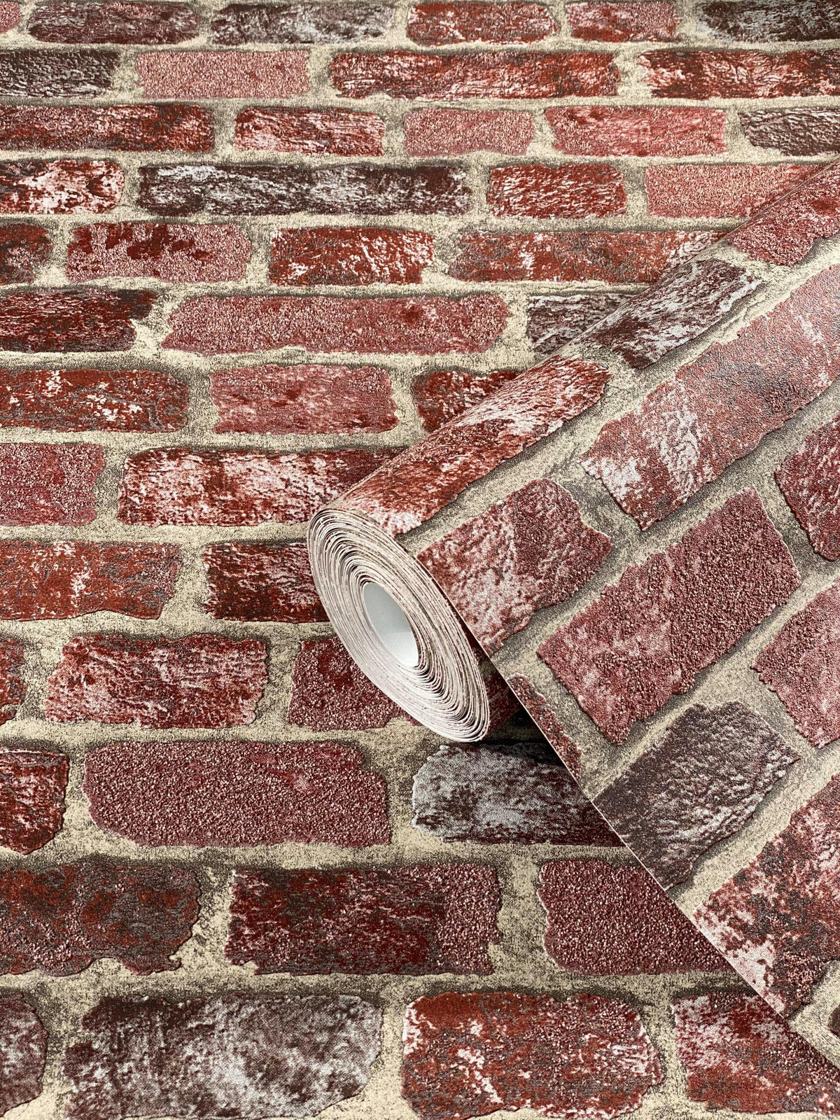 VLIESTAPETE Steinoptik Tapete rot - Rot, Papier (53/1005cm) - marburg