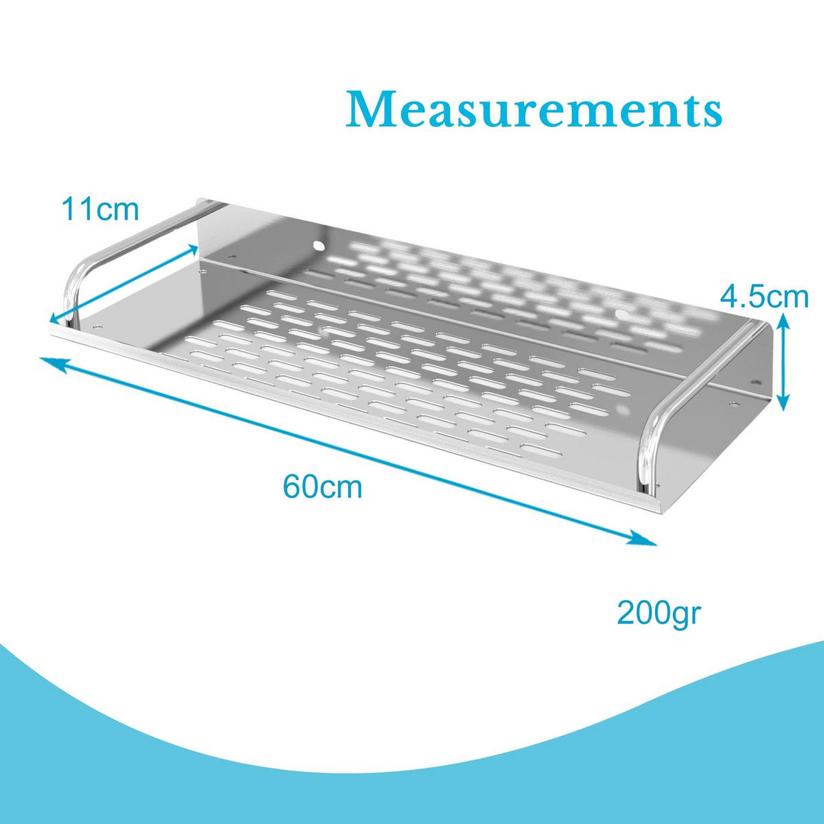 DUSCHABLAGE 60/13 cm - Silberfarben, Metall (13/5/60cm) - Intirilife