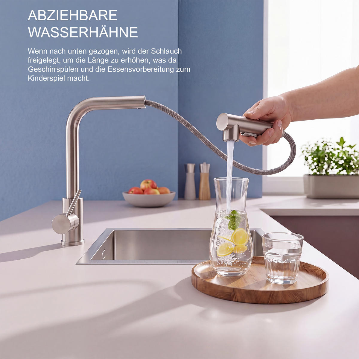 WASCHBECKENARMATUR Chrom 7-Form Ausziehhahn Warm-Kalt - Silberfarben, Metall (23.5/7/43.5cm) - SHOPENTRA