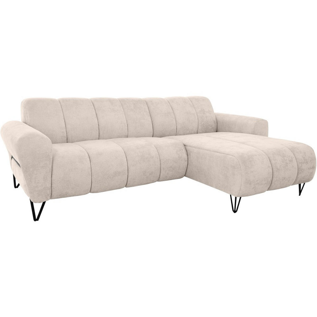 ECKSOFA Volare Mini ohne Schlaffunktion beige rechts, Vega-Stoff - Beige/Schwarz, Textil/Metall (256/165cm) - Beautysofa