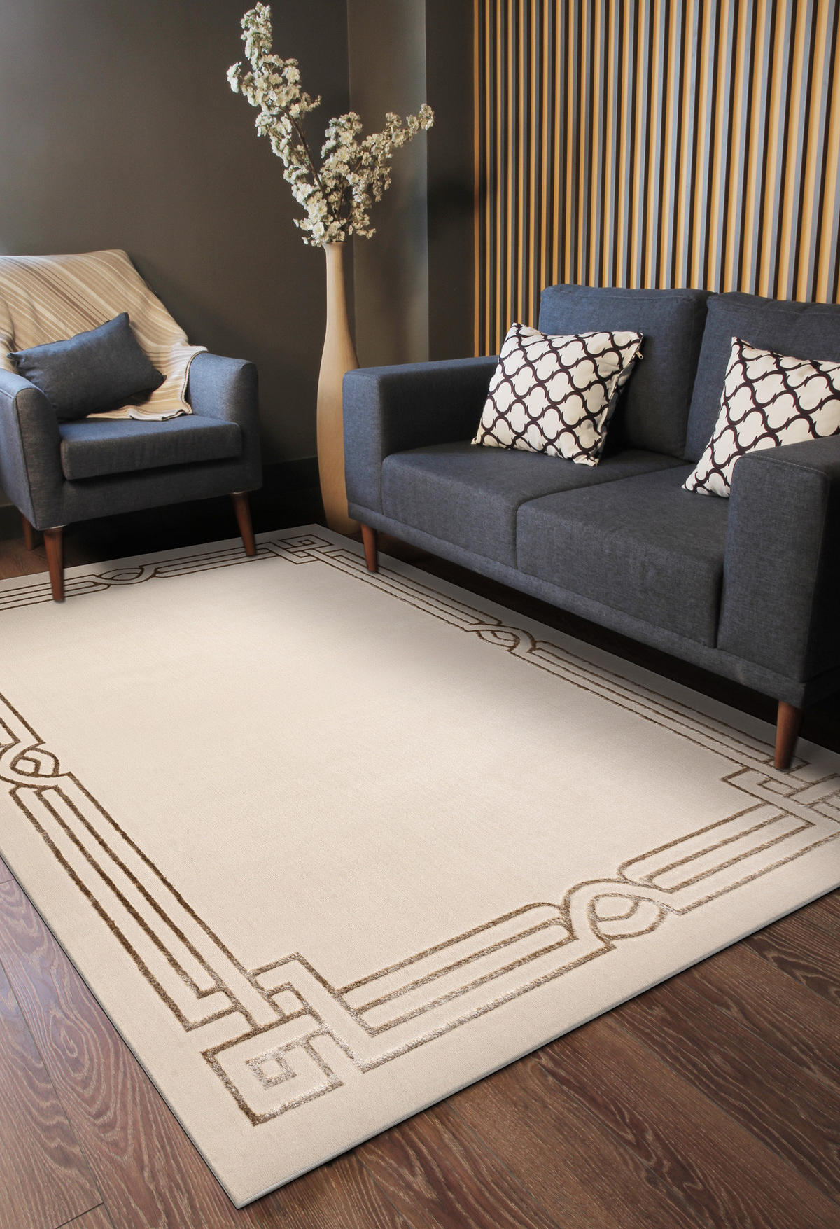 MATTA ALLURE 1907 grekisk Ram - Strukturell, snygg, glamour beige 200/290 cm - Beige, Textil (200/290cm) - rugsX