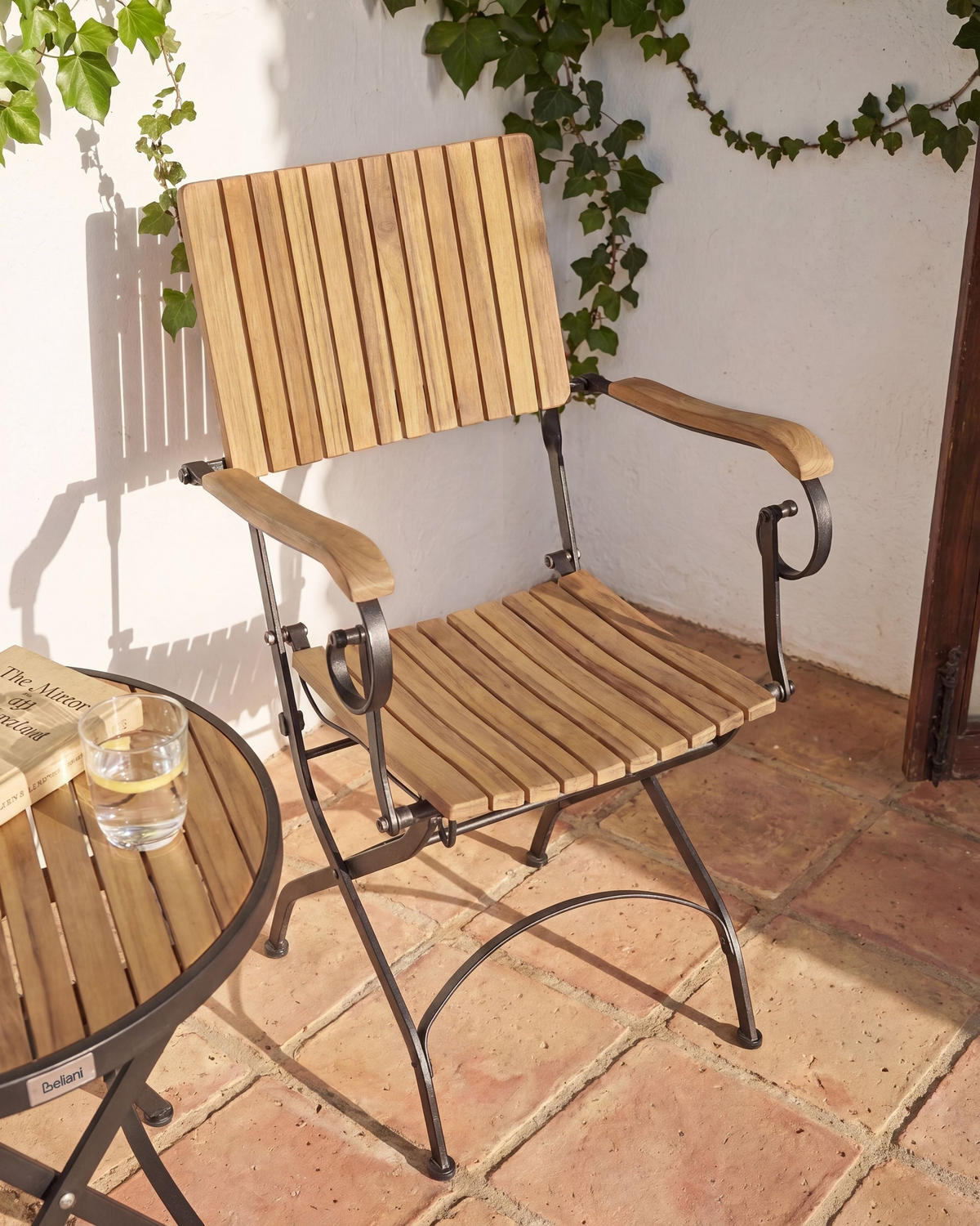 ZAHRADNÍ ŽIDLE sada 2 ks Akáciové dřevo Světle hnědá Lascari - světle hnědá, dřevo (45/89/42cm) - Beliani