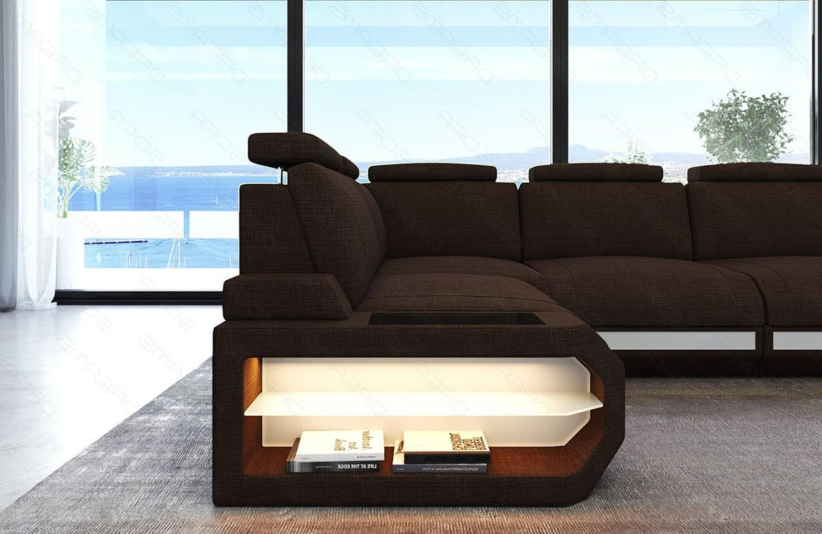 ECKSOFA Siena Braun Weiß Strukturstoff - Braun, Kunststoff (272/272cm)