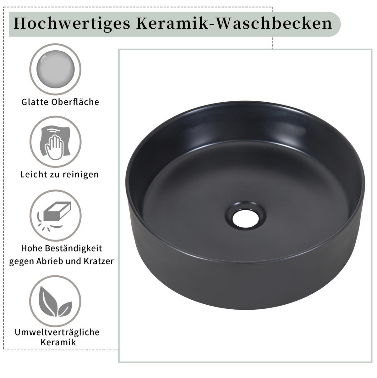 WASCHTISCHKOMBI 80 cm Schwarz/Grau aus MDF mit Marmor-Arbeitsplatte und Stauraum - Schwarz, Holzwerkstoff (80/48.5/44cm) - OKMYHOME