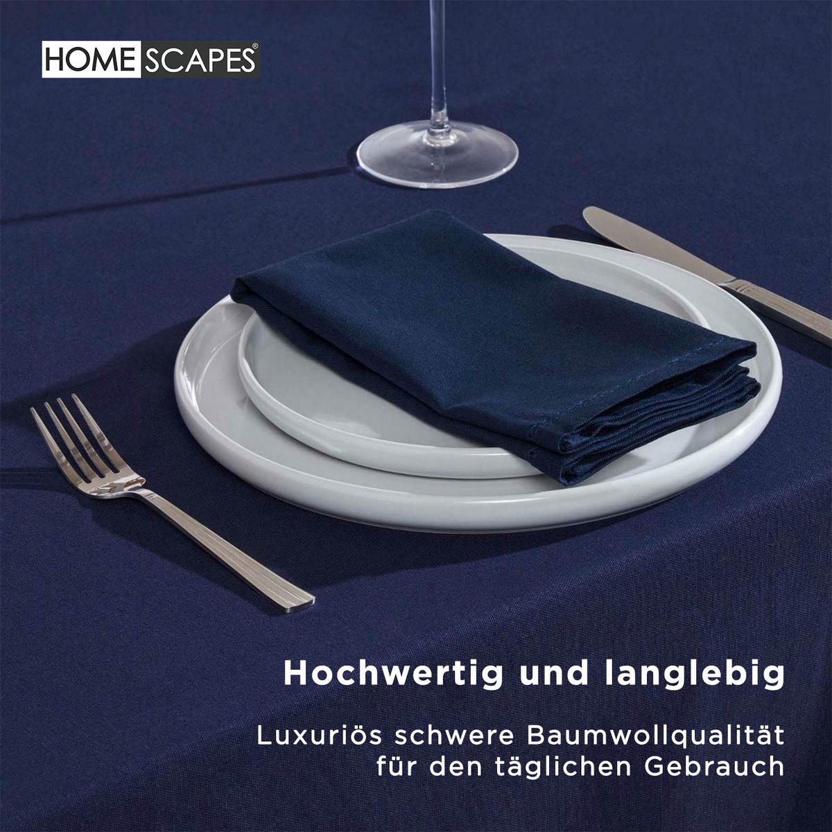 TISCHDECKE dunkelblau rund 178 cm, 100% Baumwolle - Dunkelblau, Textil (178/178cm) - Homescapes