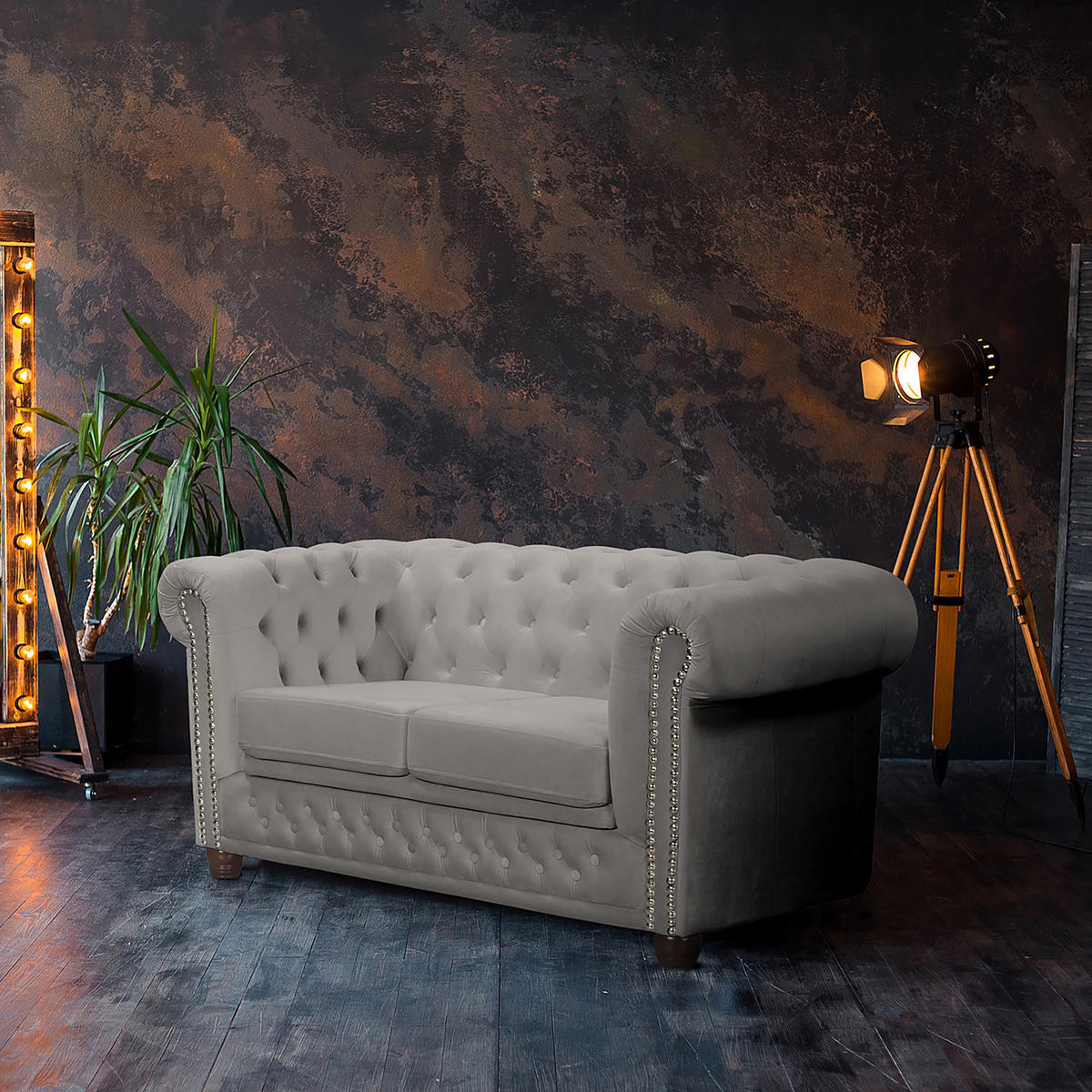 2-SITZER SOFA - Taupe/Buchefarben, Buchenholz/Textil (148/72/86cm) - home24