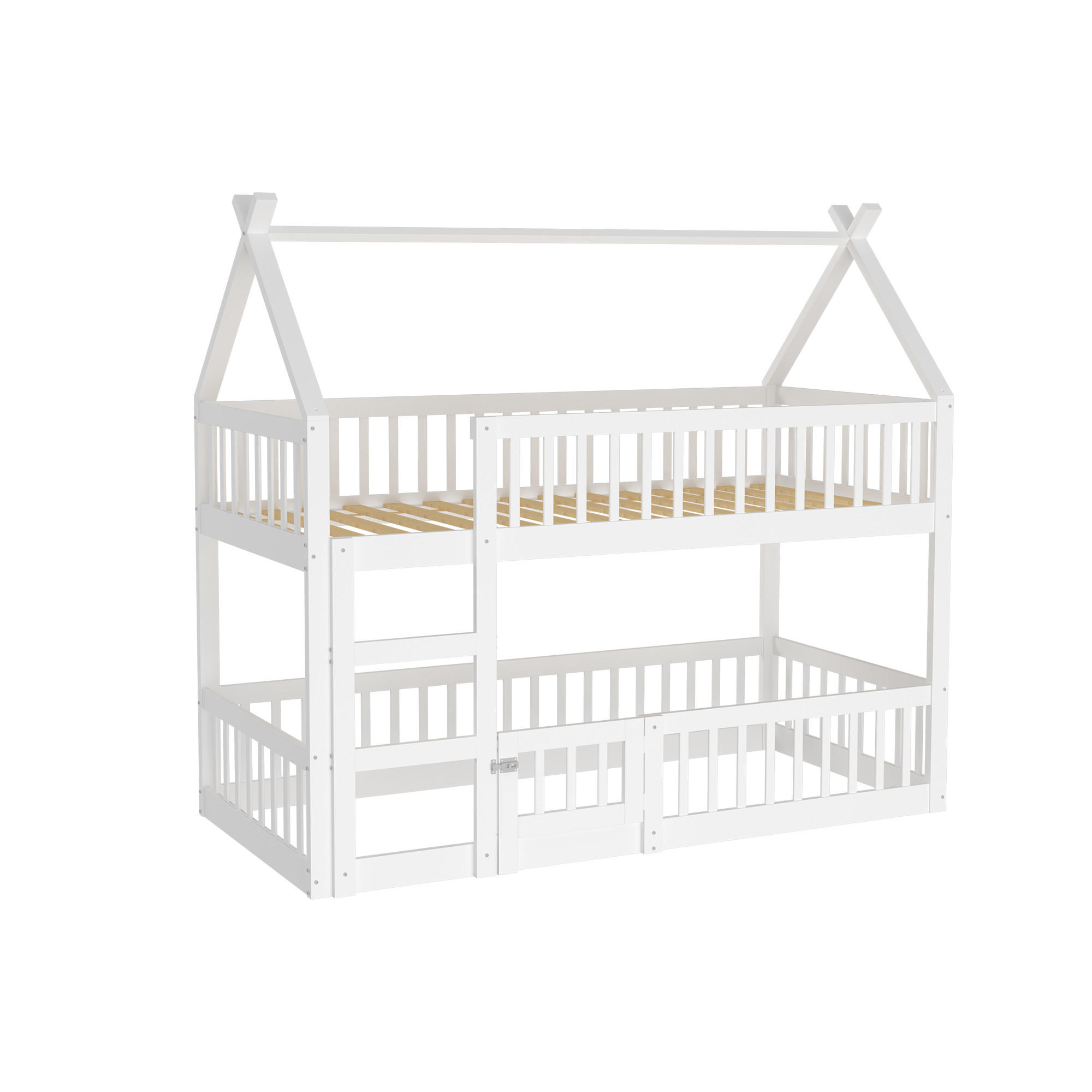 CHICFURN VYVÝŠENÁ POSTEL 90/200 cm v bílé barvě se schody