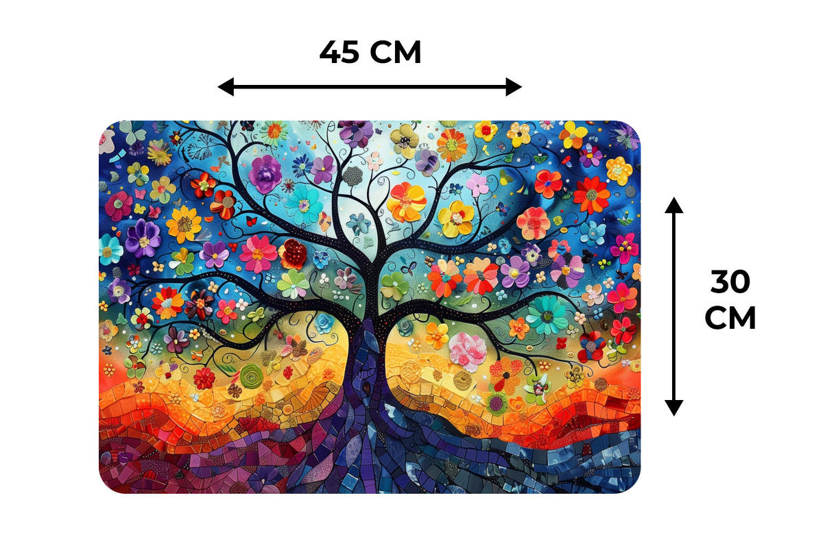 PLATZSETS 6er-Set Baum - Bunt - Blumen - Kunst - Abstrakt 45x30 cm Tischset - Blau, Kunststoff (0.3/45/30cm) - MuchoWow