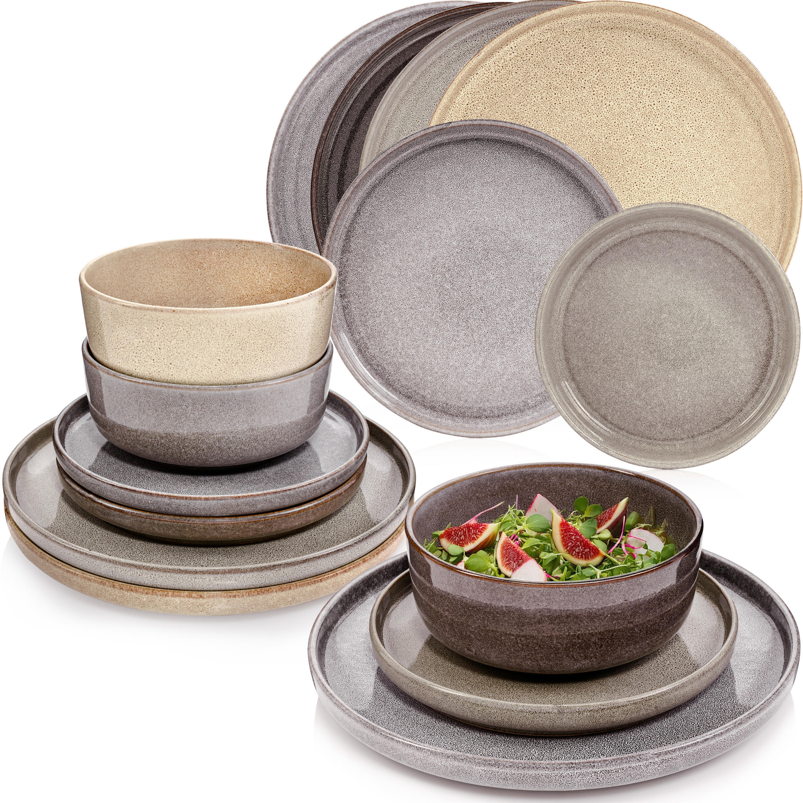 TAFELSERVICE KAIRO - 12 teilig aus Steingut - Multicolor, Keramik (38/34.5/38cm) - Sänger