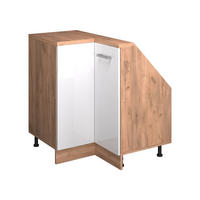 ECK-KÜCHENSCHRANK FÜR DACHSCHRÄGEN R-Line Weiß Hochglanz 75.6 cm mit 1 Tür - Honigeiche/Weiß Hochglanz, Holzwerkstoff (75.6/81.6/75.6cm) - Vicco
