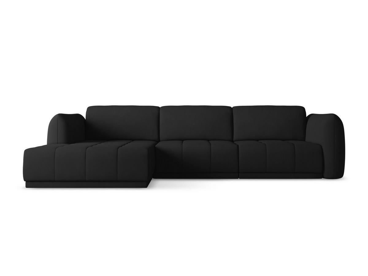 ECKSOFA Links Chenille Stoff Schwarz - Schwarz, Kunststoff/Textil (170/290cm) - Makamii