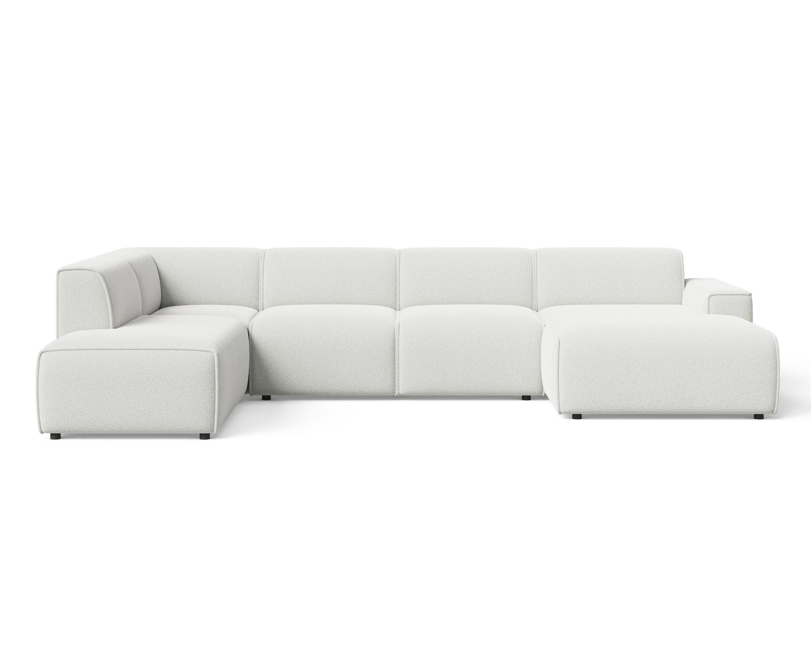 ECKSOFA U Belluno Weiß Links - Schwarz/Weiß, Holz/Kunststoff (378/220cm) - Graingold