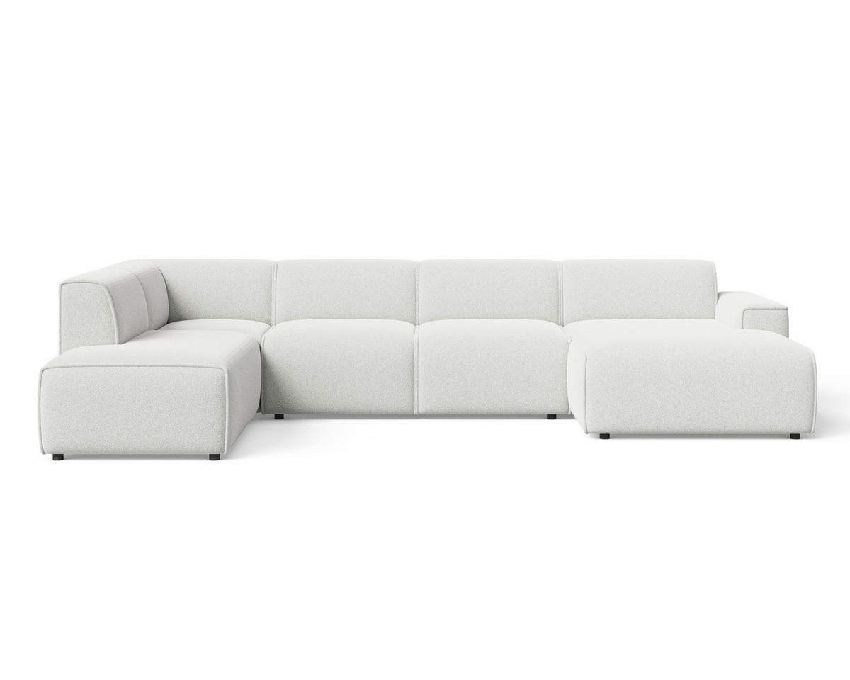 ECKSOFA U Belluno Weiß Links - Schwarz/Weiß, Holz/Kunststoff (378/220cm) - Graingold