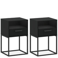 NACHTTISCH RECTUS 2-er Set - Schwarz, Holzwerkstoff (40/65/39cm) - KONSIMO®