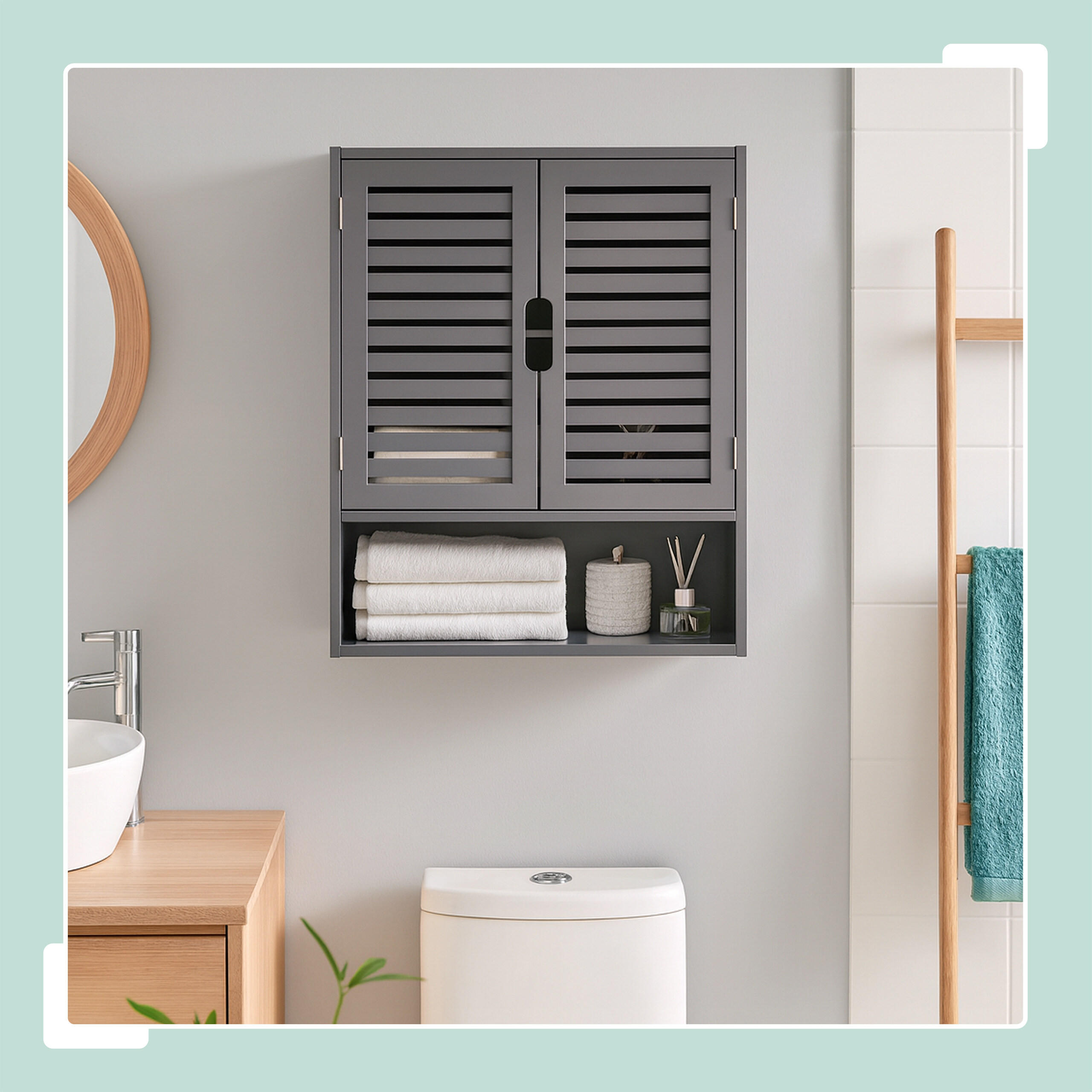 HÄNGESCHRANK - Grau, Holz/Holzwerkstoff (59/66/21cm) - Relaxdays