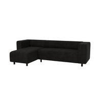 ECKSOFA Tove Schwarz Cord - Ottomane links - Schwarz, Holz/Kunststoff (240/142cm) - S-Style Möbel