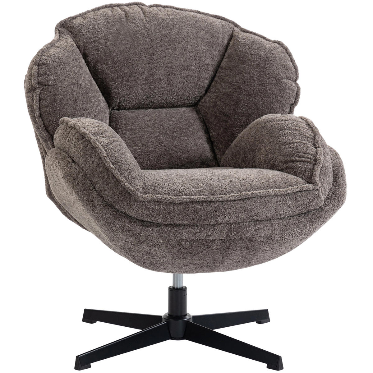 WINGBACK-SESSEL DE-06919 Samt, Vier-Sterne-Basis & 360° Drehung Grau - Grau, Textil/Metall (76/88/86cm) - ComfortXL