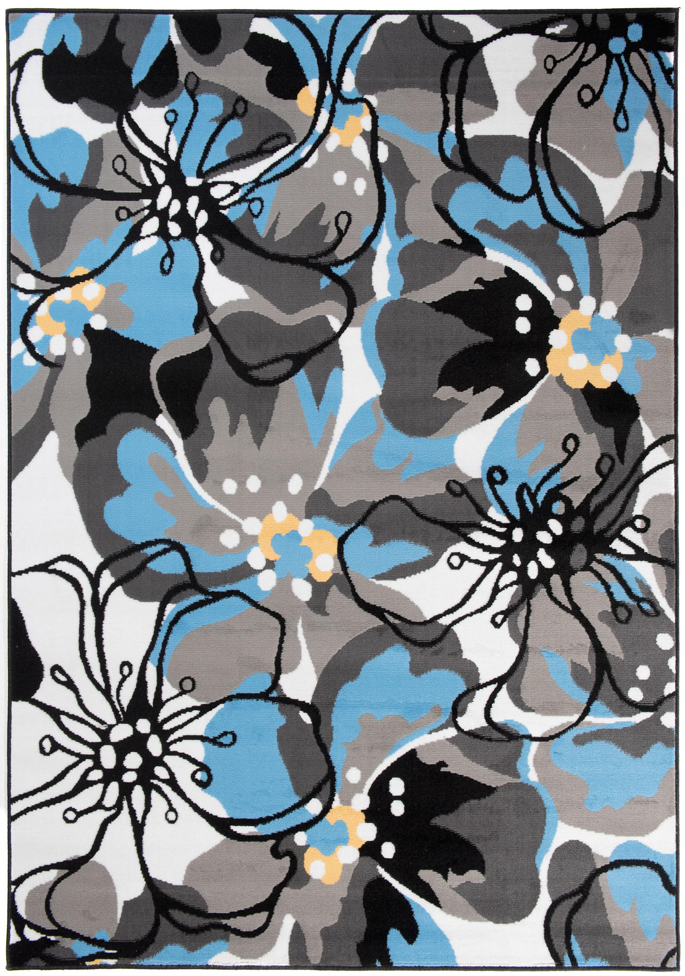 TEPPICH MAYA Blau Floral Blumen 80/150 cm - Blau, Textil (80/150cm) - Tapiso